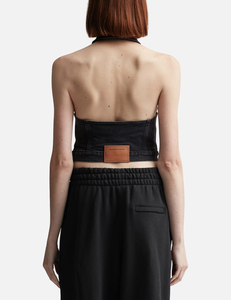 T By Alexander Wang - Halter Top In Comfort Stretch Denim