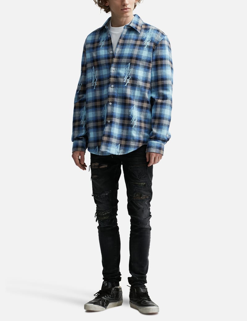 大人気★【AMIRI】チェック柄オーバーサイズ織りポロ Amiri - AMIRI Plaid Flannel Shirt | HBX - Globally Curated