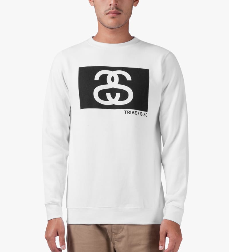 Stüssy - White S/S Tribe Box Crew Sweater | HBX - Globally Curated