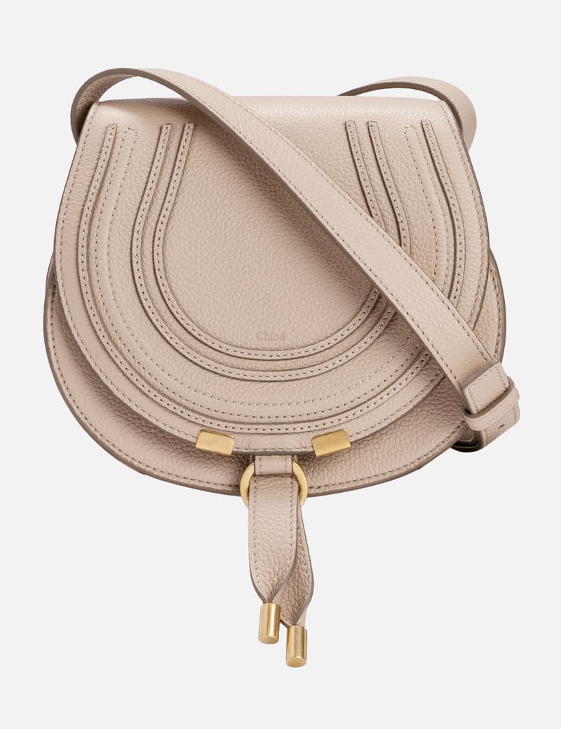 Chloe(クロエ) ベージュ スモール Marcie サドルバッグ Chloé グレインレザー製Marcieスモールサドルバッグ の茶色
