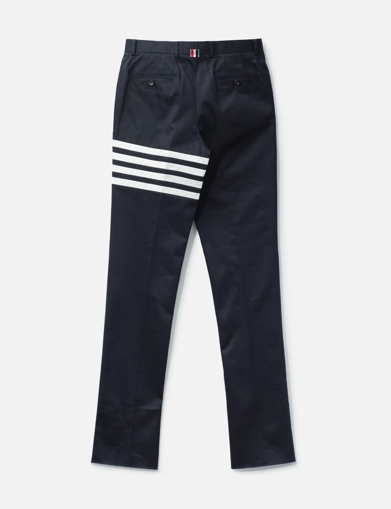 Thom Browne ネイビー トリコロール チノパン Thom Browne Cotton Twill 4-Bar Unconstructed Chino Trousers - Navy