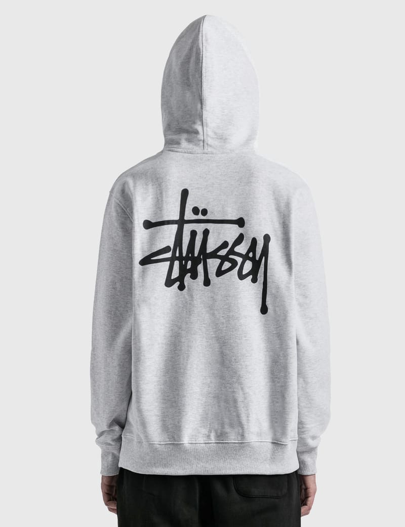 Basic Stüssy Zip Hoodie – Ash Heather | Sweats | Stüssy