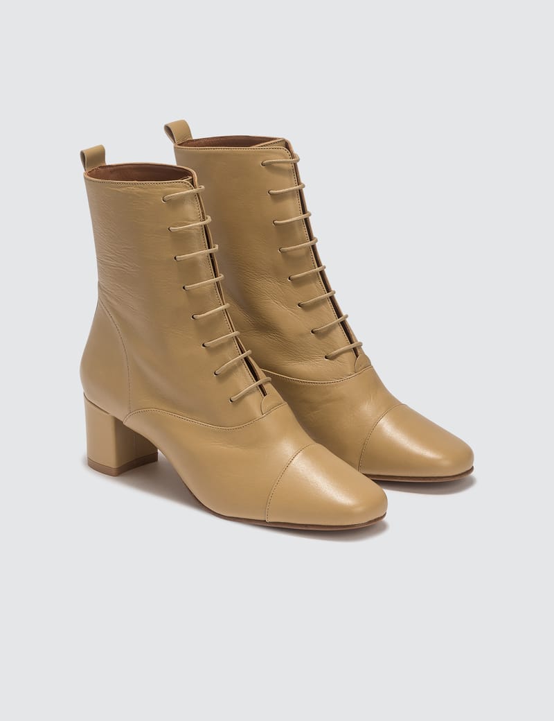 BY FAR Lada Leather Cream Boots HBX Globally Curated Fashion