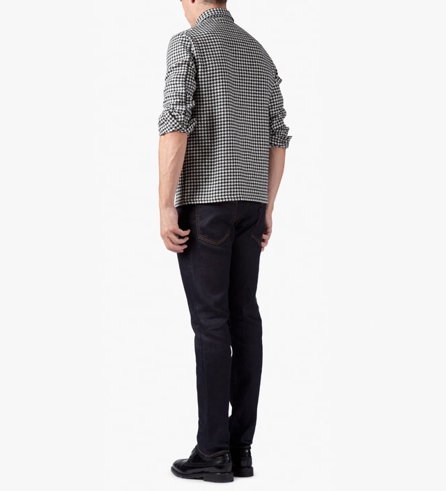 Ami - Black/White Houndstooth Wool Print L/S Shirt | HBX