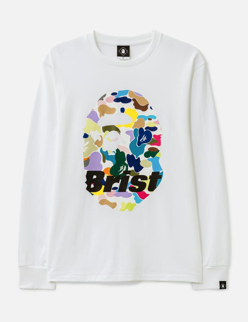 シャツ FCRB x BAPE GAME SHIRT L BAPE F.C.R.B. Big Logo Long Tee - Crisp white cotton long sleeve