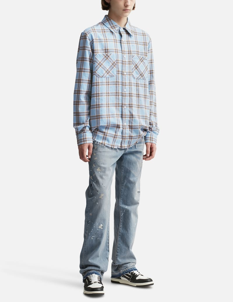 AMIRI Tye Die Flannel Check Shirts M アミリ AMIRI Frayed Checked Cotton-Flannel Shirt for Men | MR PORTER