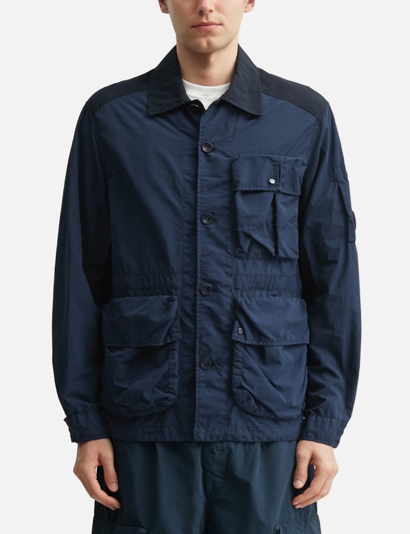 C.P. Company Flatt Nylon Mixed Button Lens Jacket - garment-dyed