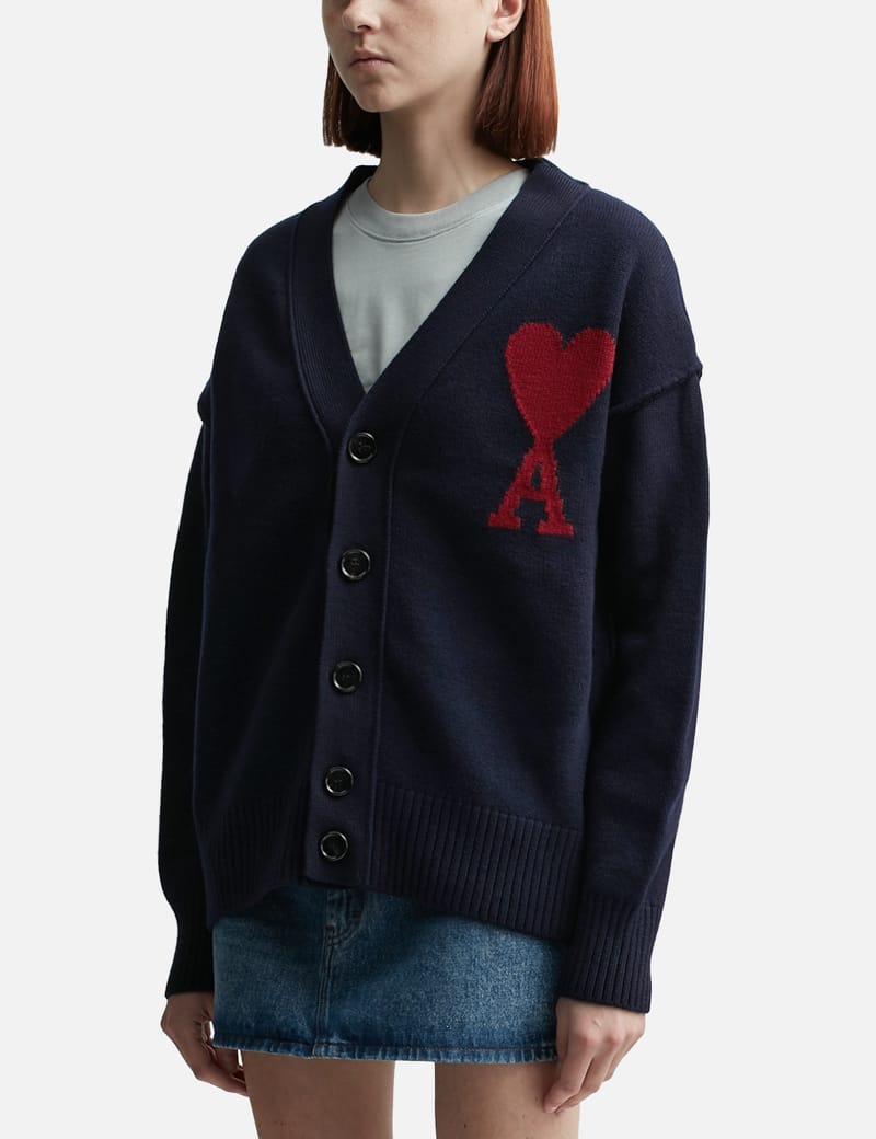 アミ パリス - Red Ami De Coeur Cardigan | HBX