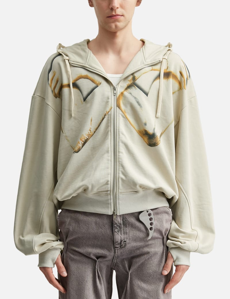 FINE CHAOS Hugs Hoodie - Oversized organic cotton zip-up with bold