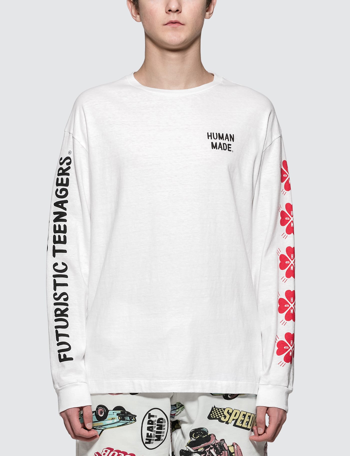 Human Made - White Screen Printed sleeve L/S T-Shirt | HBX
