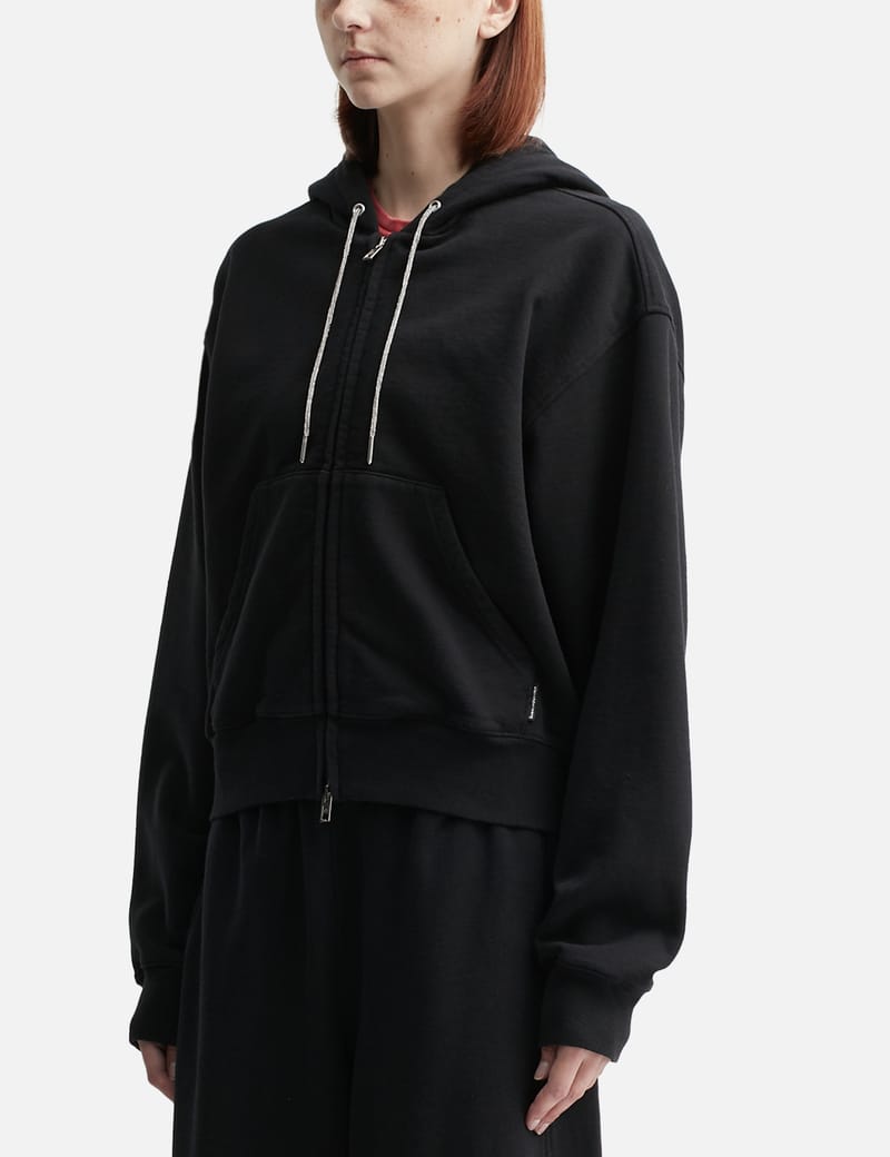 T By Alexander Wang - Cotton Terry Hoodie With Crystal Hotfix
