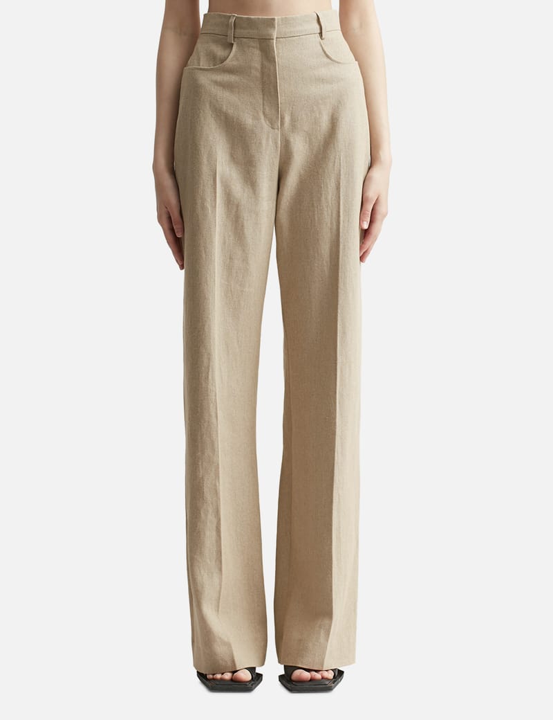 Jacquemus Le Pantalon Sauge High-Waisted Flare Pants Beige - SS23 - US