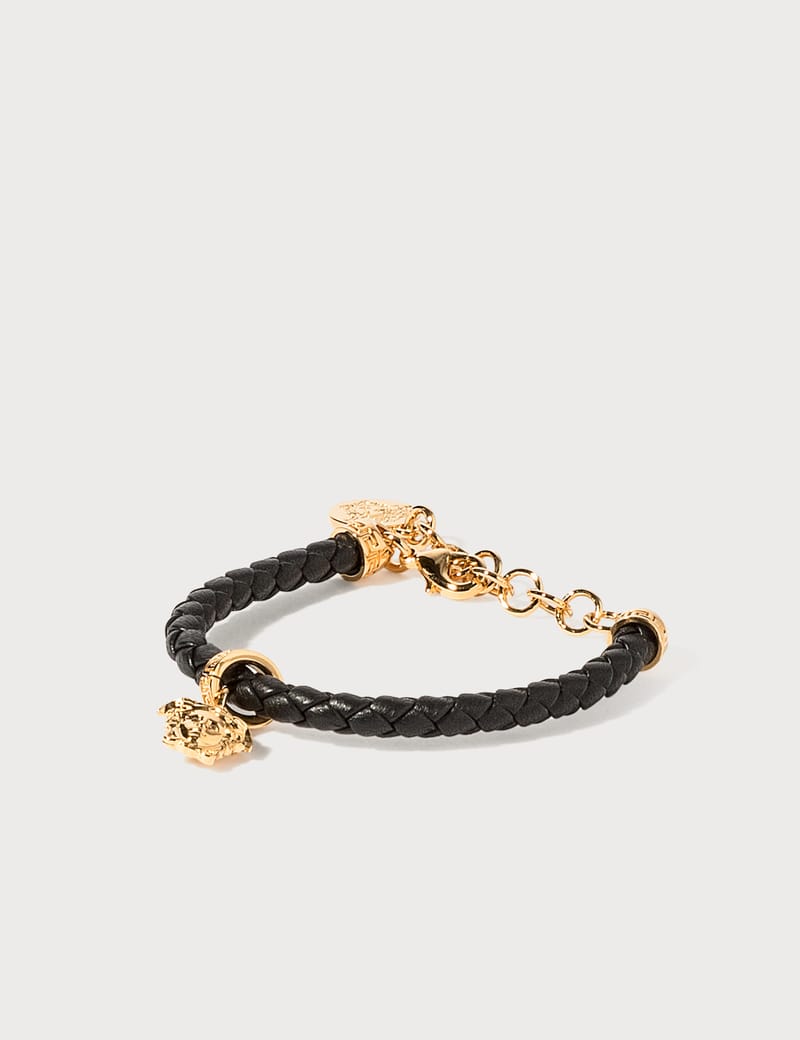 Braided leather charm deals bracelet versace