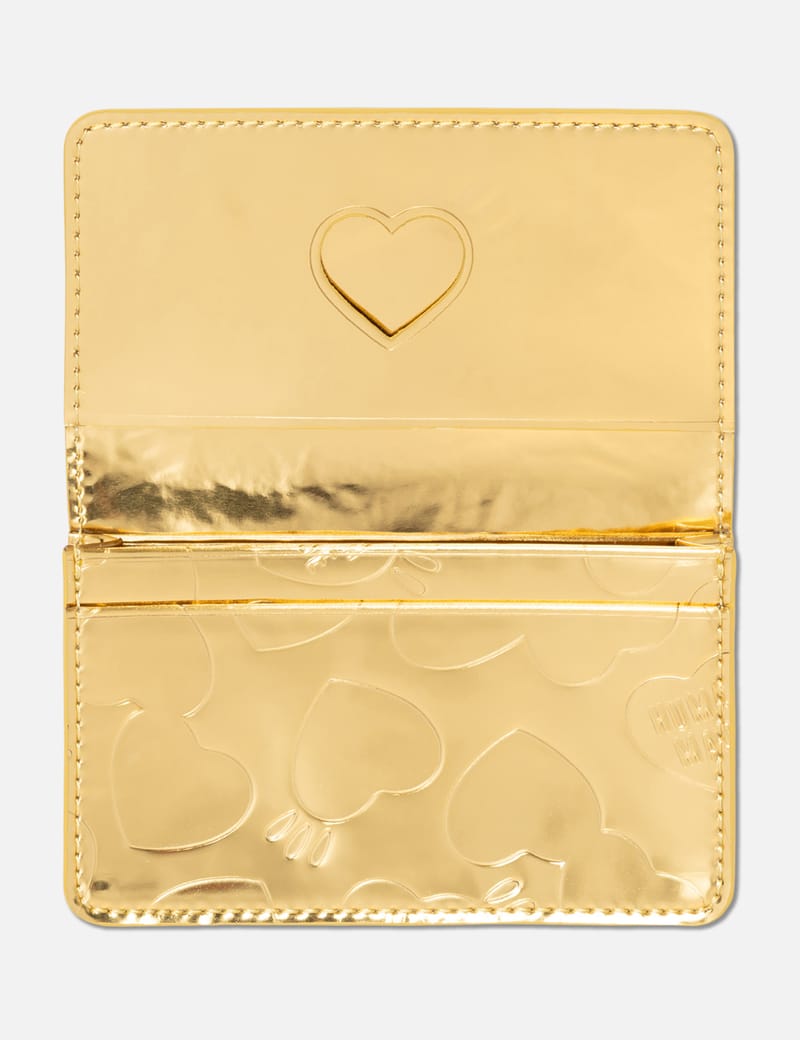 Human Made Leather Card Case - ゴールドの牛革二つ折り、ハートの型