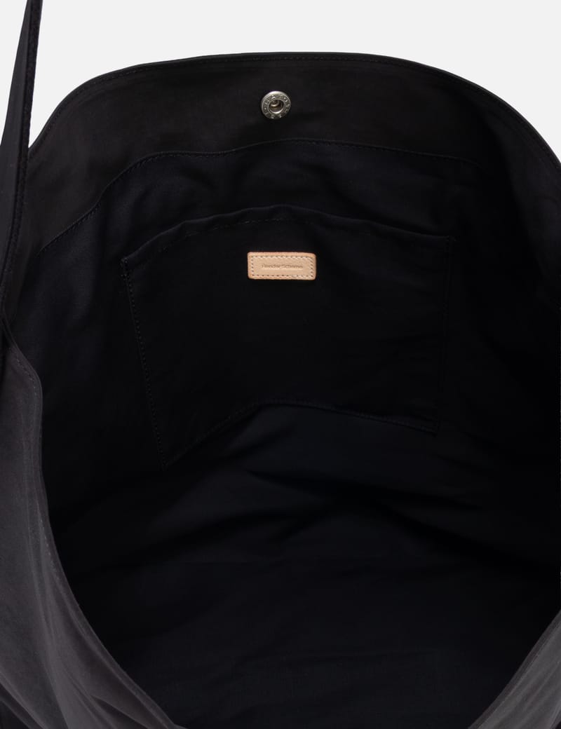 Hender Scheme Flap Shoulder Big - Black leather-trimmed nylon