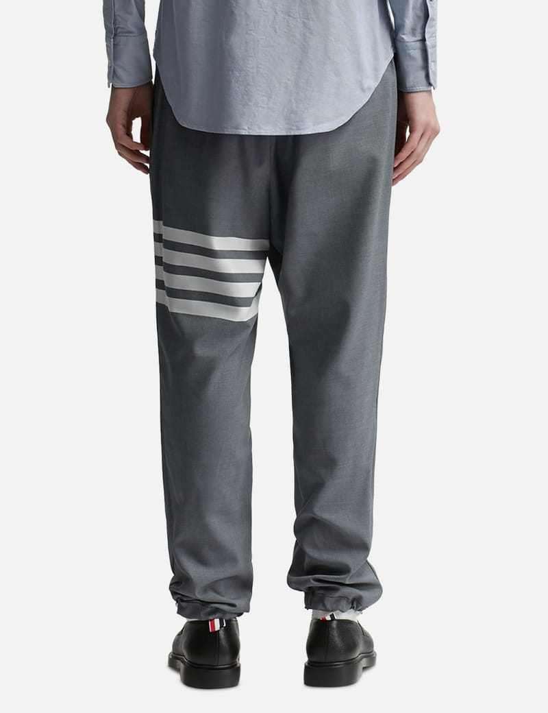 【THOM BROWNE】Plain Weave 4 Bar Elastic Track Pants Thom Browne - Plain Weave 4-Bar Track Trousers | HBX