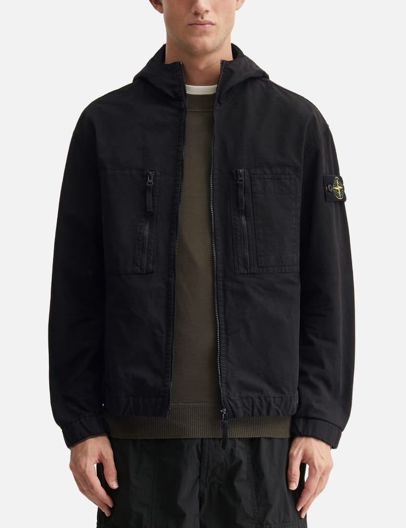 Stone Island Ripstop Zip-Up Hooded Shirt - Lightweight cotton