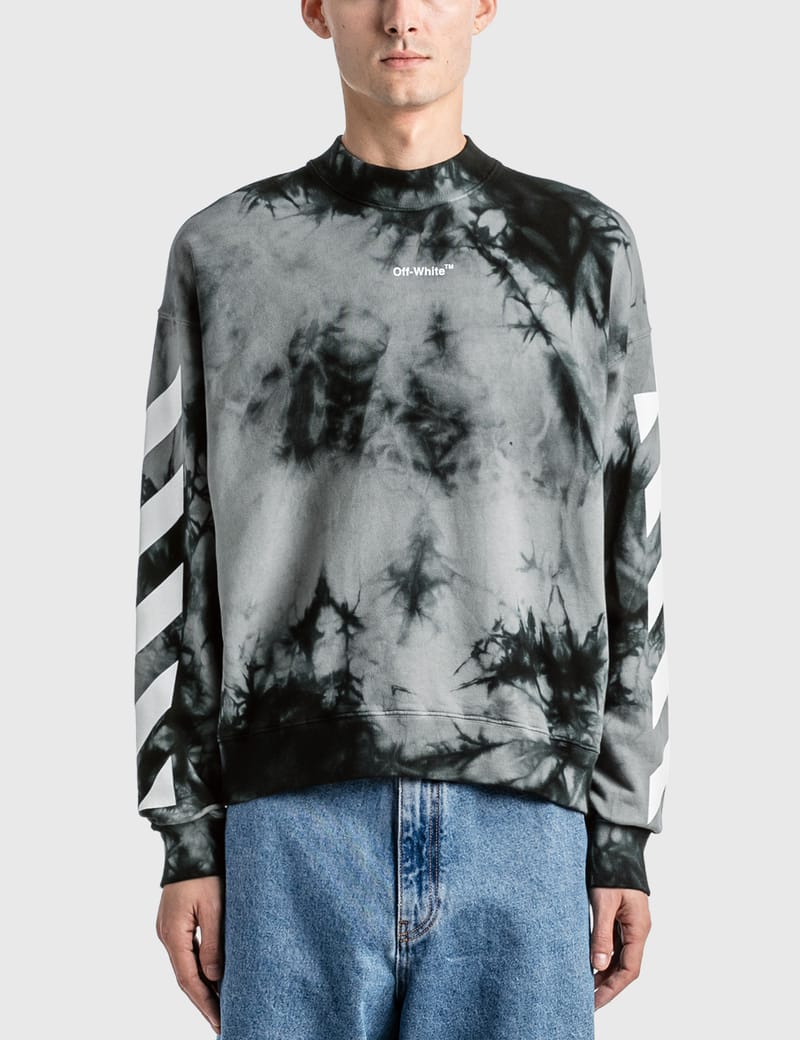 Black and white tie dye crewneck sale