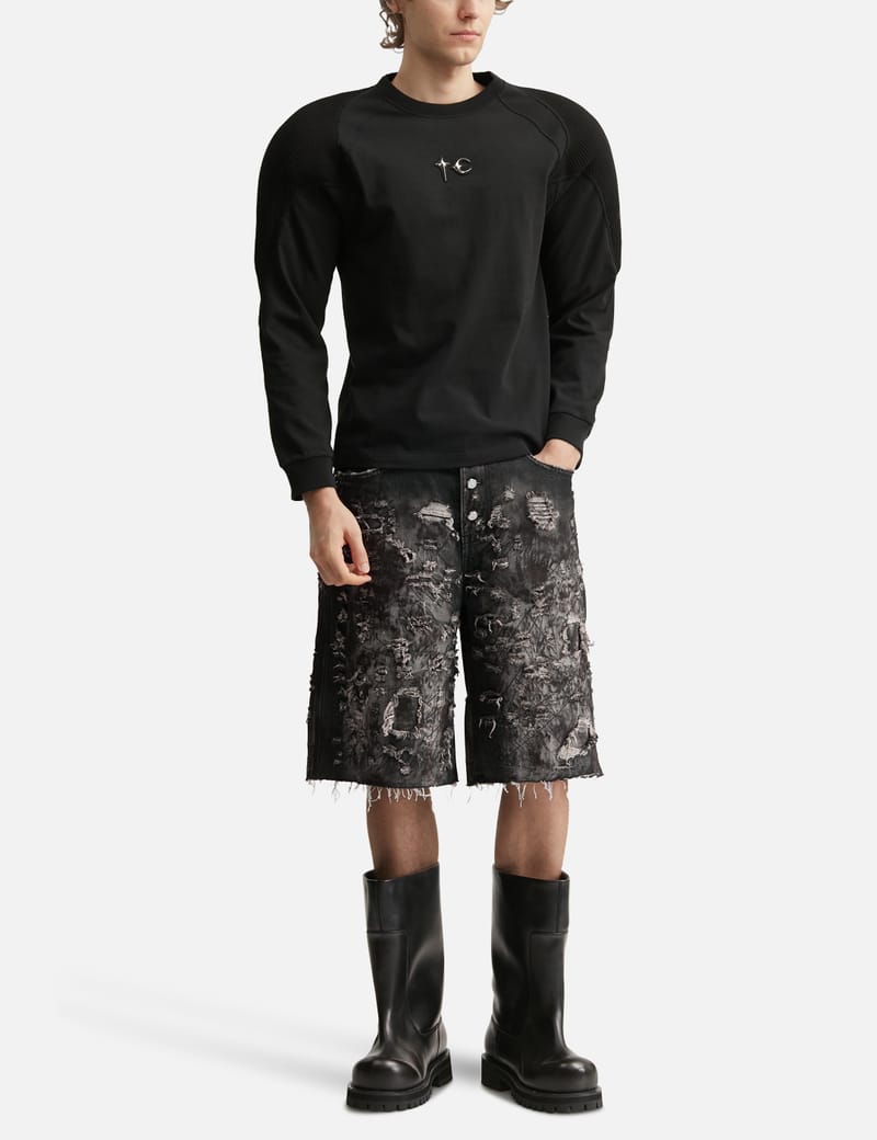 THUG CLUB T-Padded Long Sleeve - Slim cotton top with shoulder