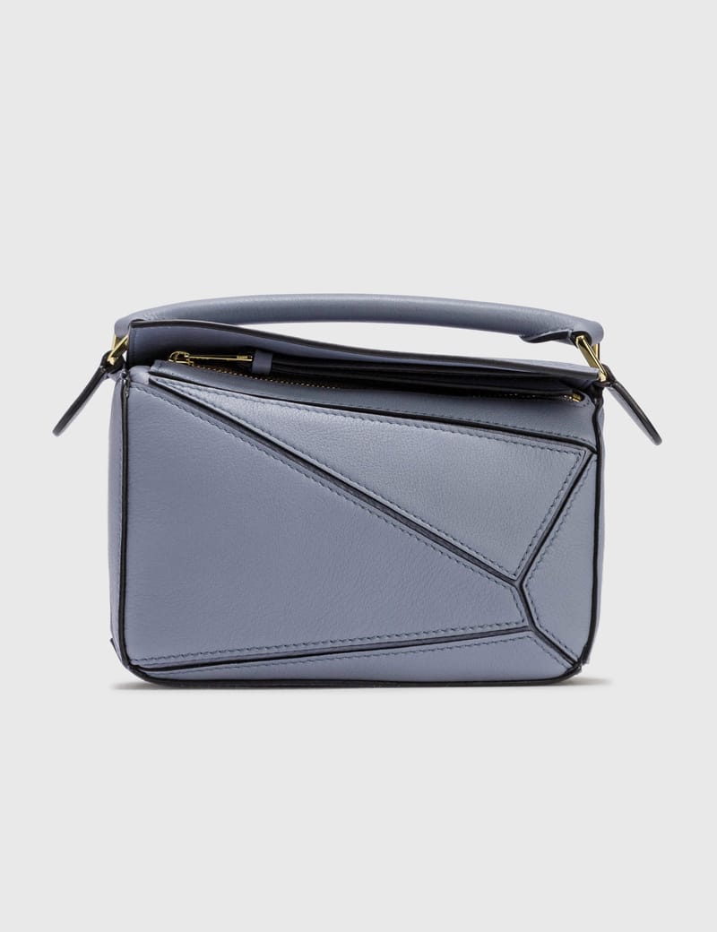 美品【LOEWE】ブルー カーフスキン パズル ミニ ハンドバッグ パズルバッグ ミニ（ソフトグレインカーフ） ブルー - LOEWE