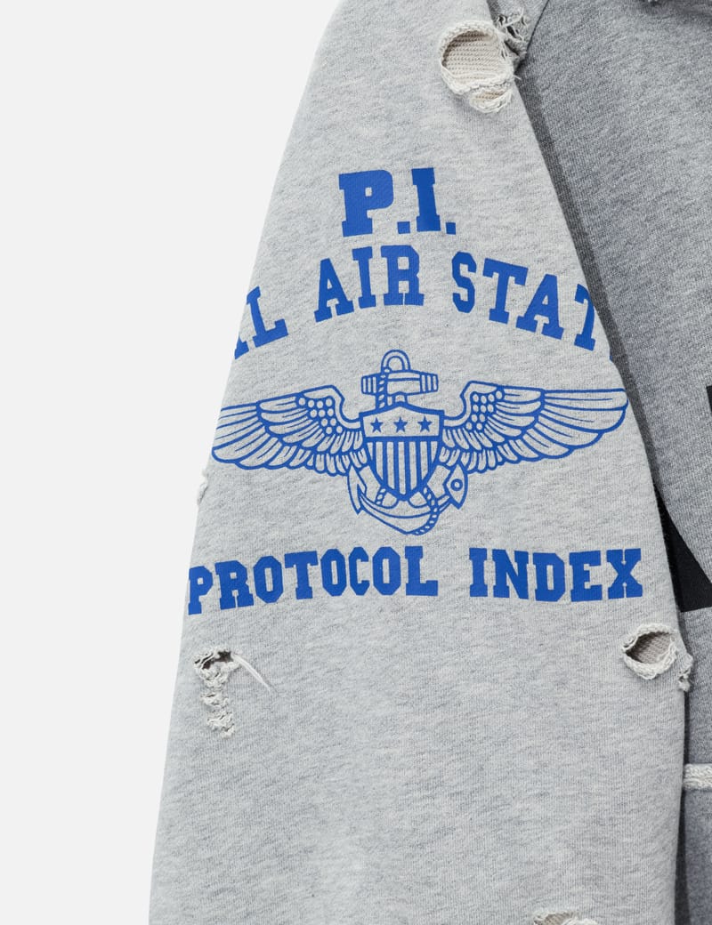 Protocol-Index Reconstructed Zip Hoodie - Distressed cotton zip
