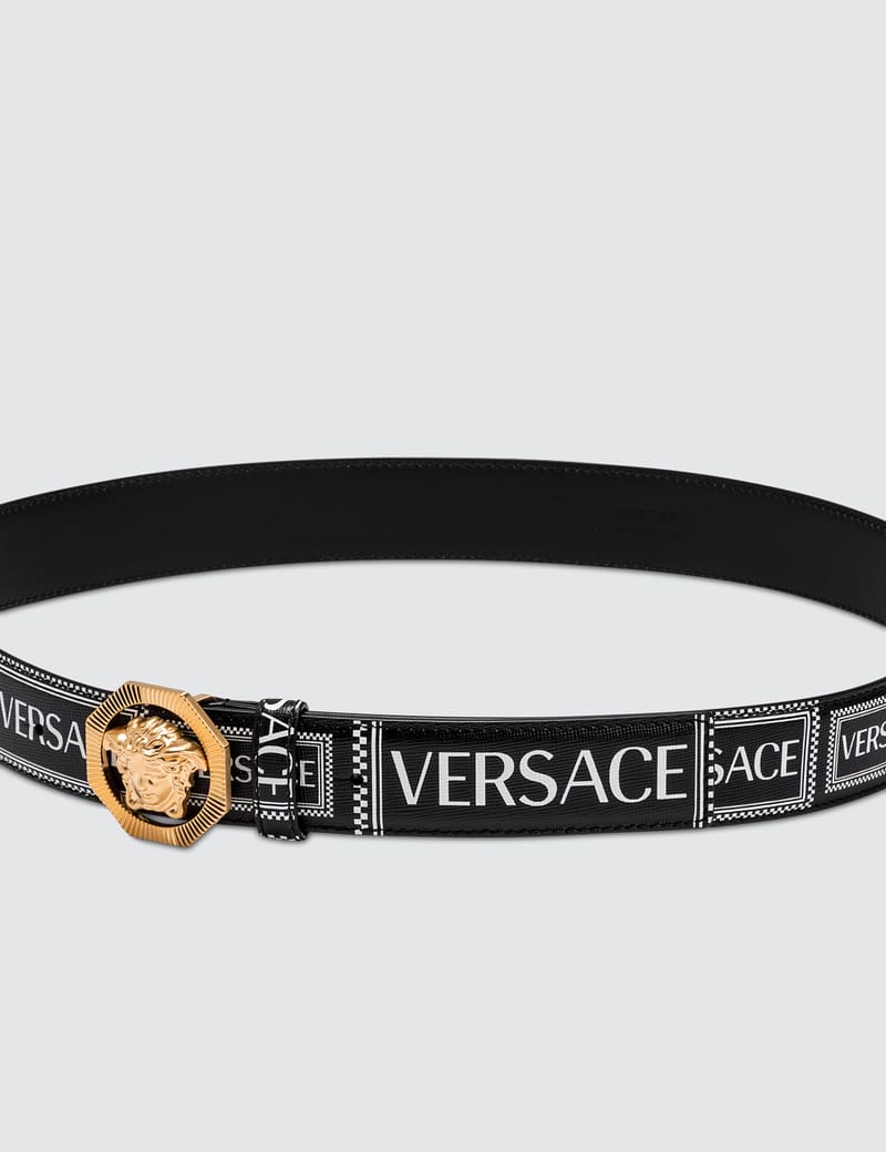 Versace - 90s Vintage Logo Leather Belt | HBX - Globally Curated