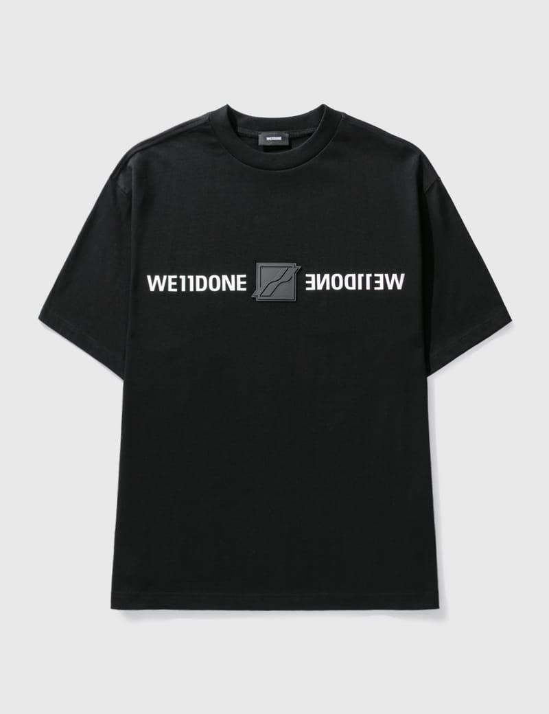 WE11DONE パッチド ミラー ロゴ Tシャツ ブラック XL 半袖 シャツ - T