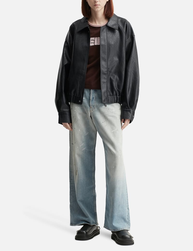 DEINET YEONJUN GGUM X DEINET Fringe Jacket - Black faux-leather