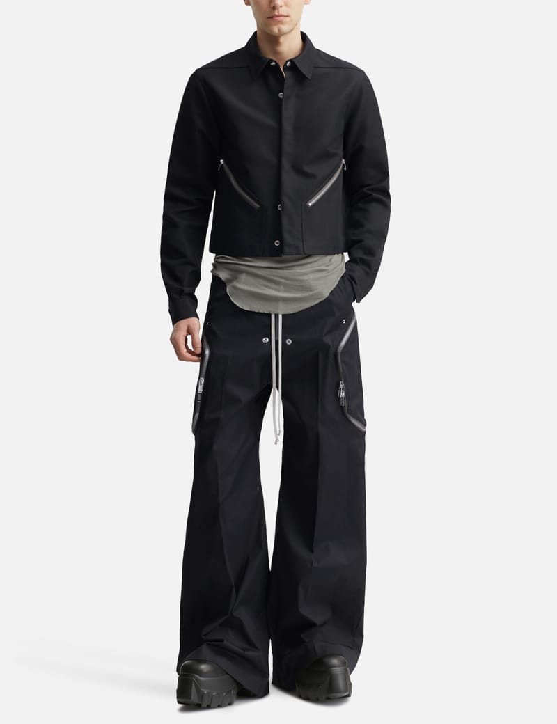 Rick Owens Heizer Bela Pants - Loose black poplin pants with