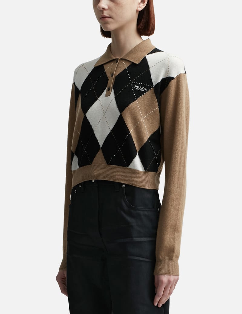 Prada - Maglieria Cashmere Argyle Sweater | HBX - Globally Prada - Maglieria Cashmere Argyle Sweater | HBX - Globally