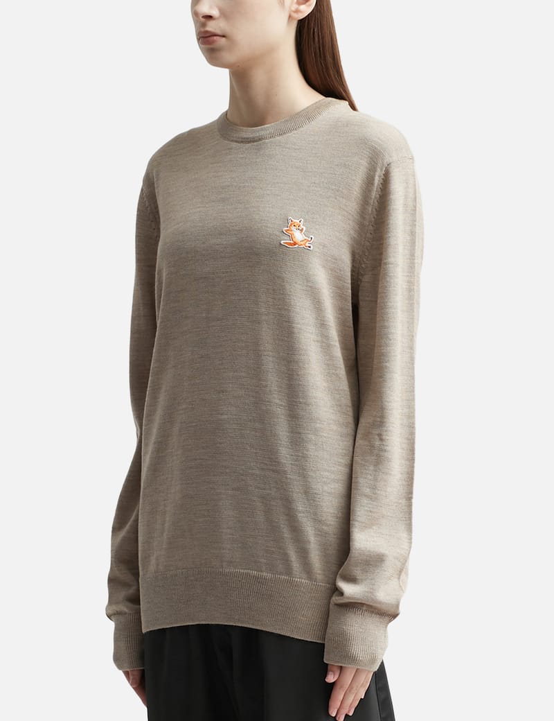 Maison Kitsuné - Chillax Fox Patch Classic R-neck Jumper | HBX