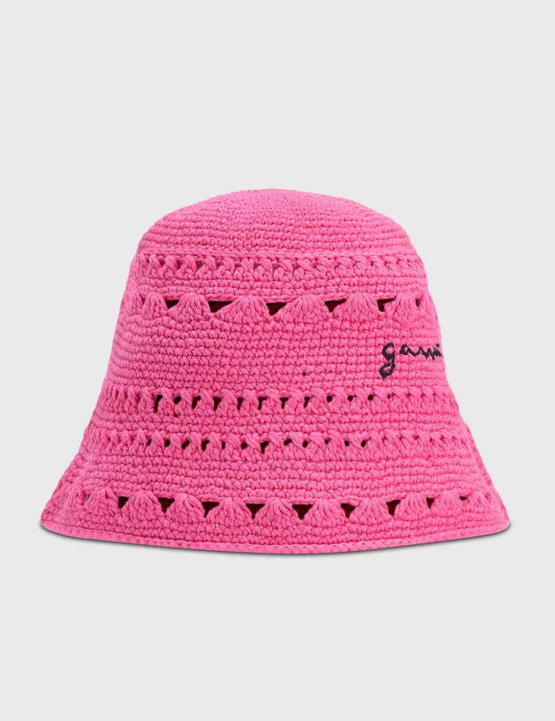 ★送料 関税込★COS★COS CROCHET BUCKET HAT(W)★PINK Handmade Pink Purple Crochet Bucket Hat, Funky Crochet Hat