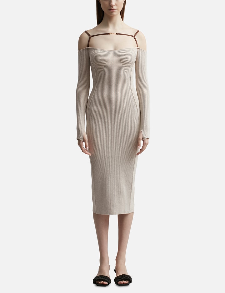 Jacquemus La Robe Sierra Viscose Blend Midi Dress In Beige | ModeSens