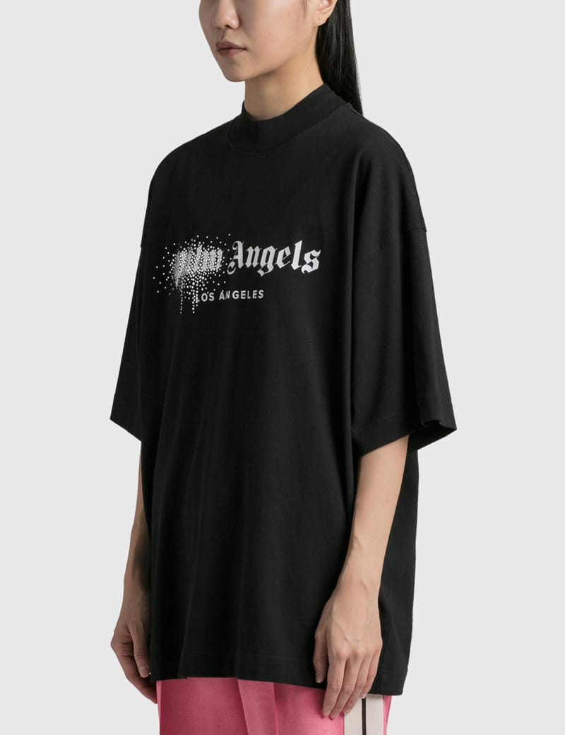 Palm Angels - Rhinestone Sprayed Classic T-shirt | HBX Palm Angels - Rhinestone Sprayed Classic T-shirt | HBX