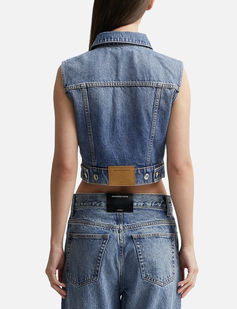 【送料&関税込】Alexander Wang Denim Vest Alexander Wang Trucker Vest Denim Jacket | Blue | FARFETCH