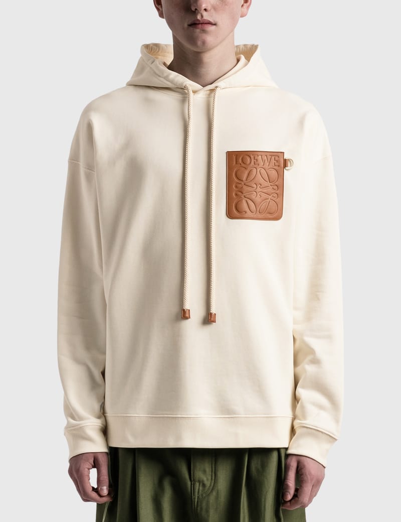 Loewe - ANAGRAM LEATHER PATCH HOODIE | HBX - Globally Curated