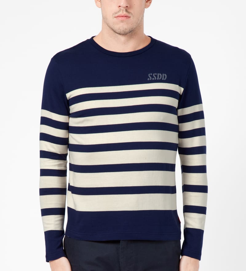 FUCT SSDD - Navy/White Border L/S T-Shirt | HBX - Globally Curated