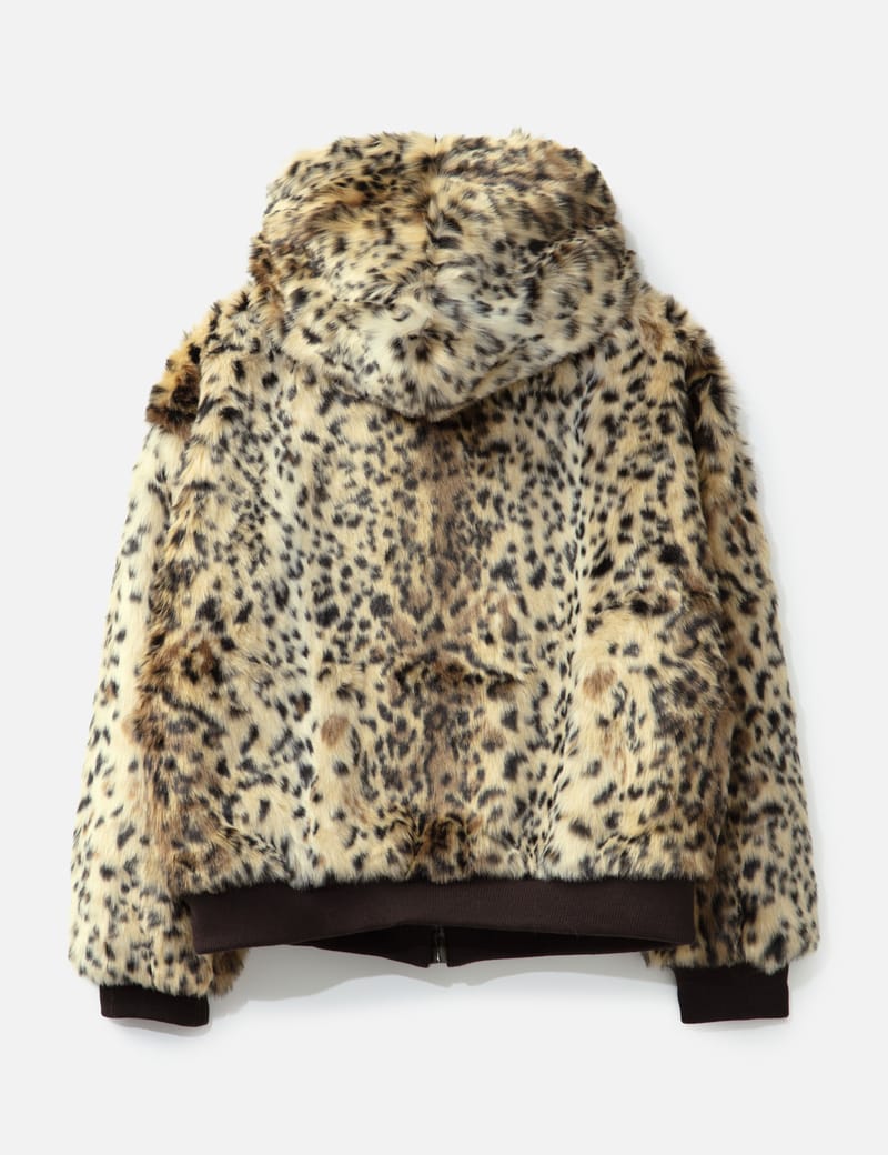 THUG CLUB Leopard Fur Jacket - Bold leopard print, plush faux fur
