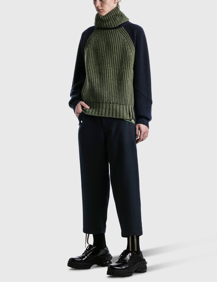 Sacai - Wool Surge X Nylon Twill Knit Pullover | HBX - Globally Curated ...