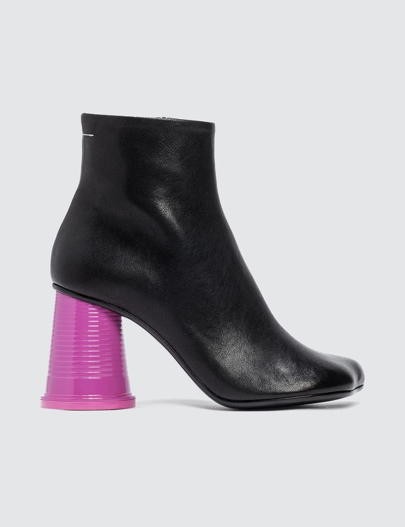 Color-block Cup Heel Ankle Boots