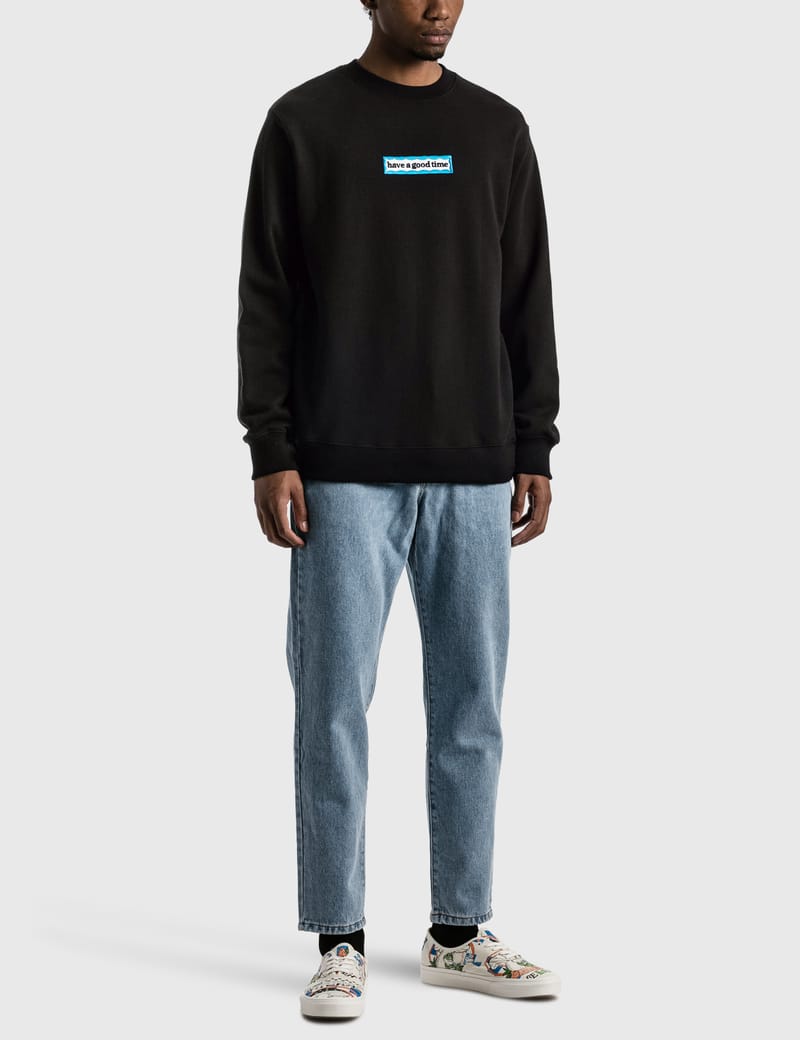 【HAVE A GOOD TIME 】Kabuki Frame Embroidered Crew Have A Good Time - Side Blue Frame Embroidered Sweatshirt