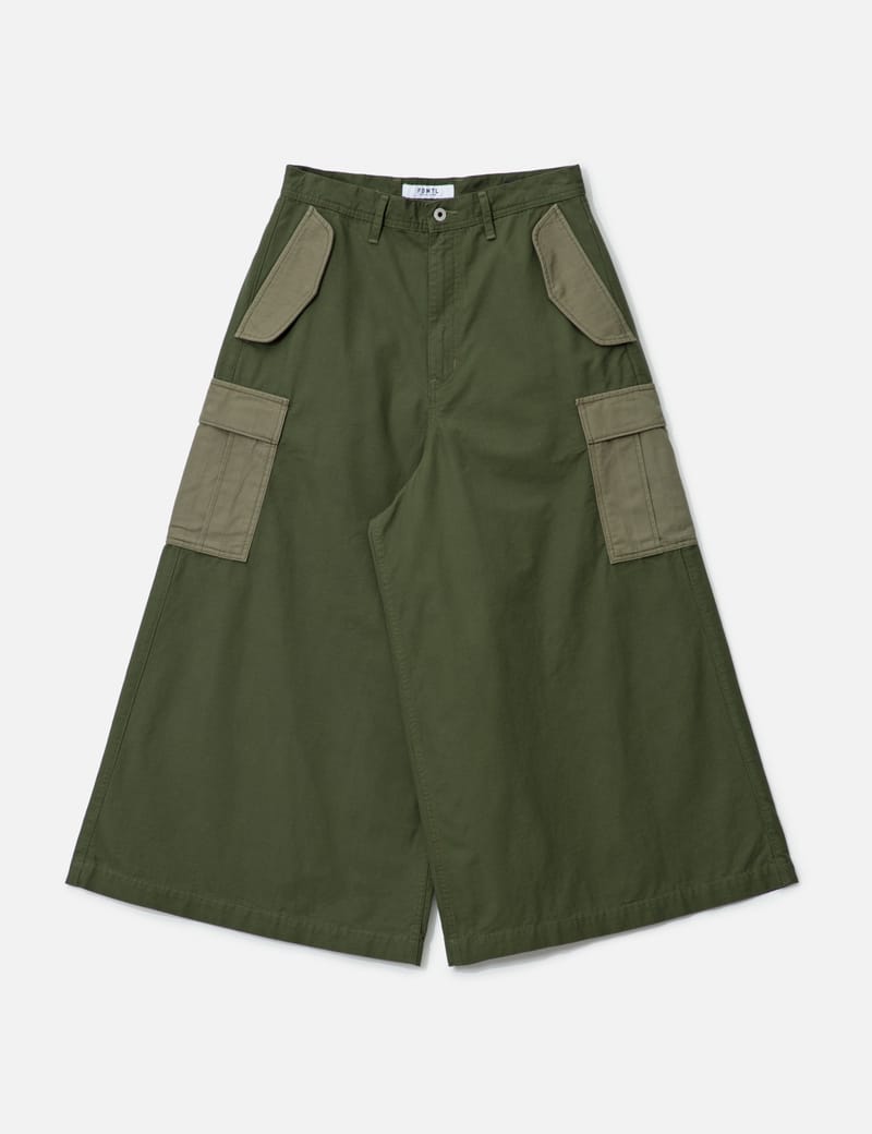 FDMTL Hakama Cargo Pants Rinse - Wide-leg, two-tone cargo crafted
