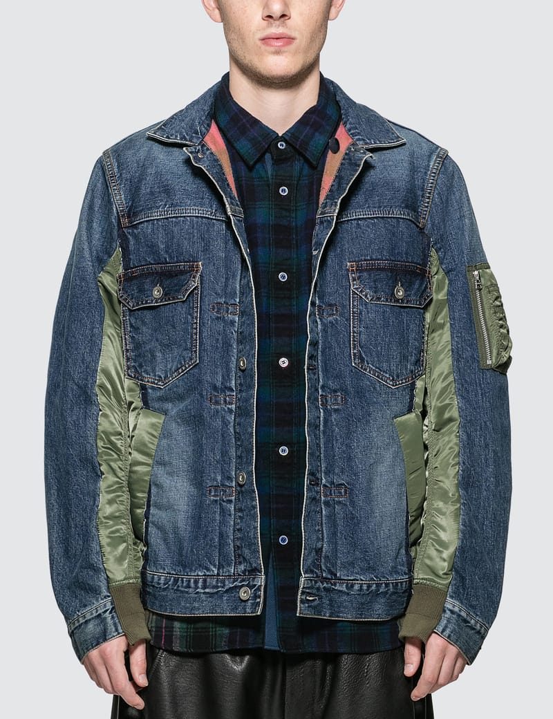 Sacai - MA-1 Denim Patchwork Jacket | HBX - ハイプビースト