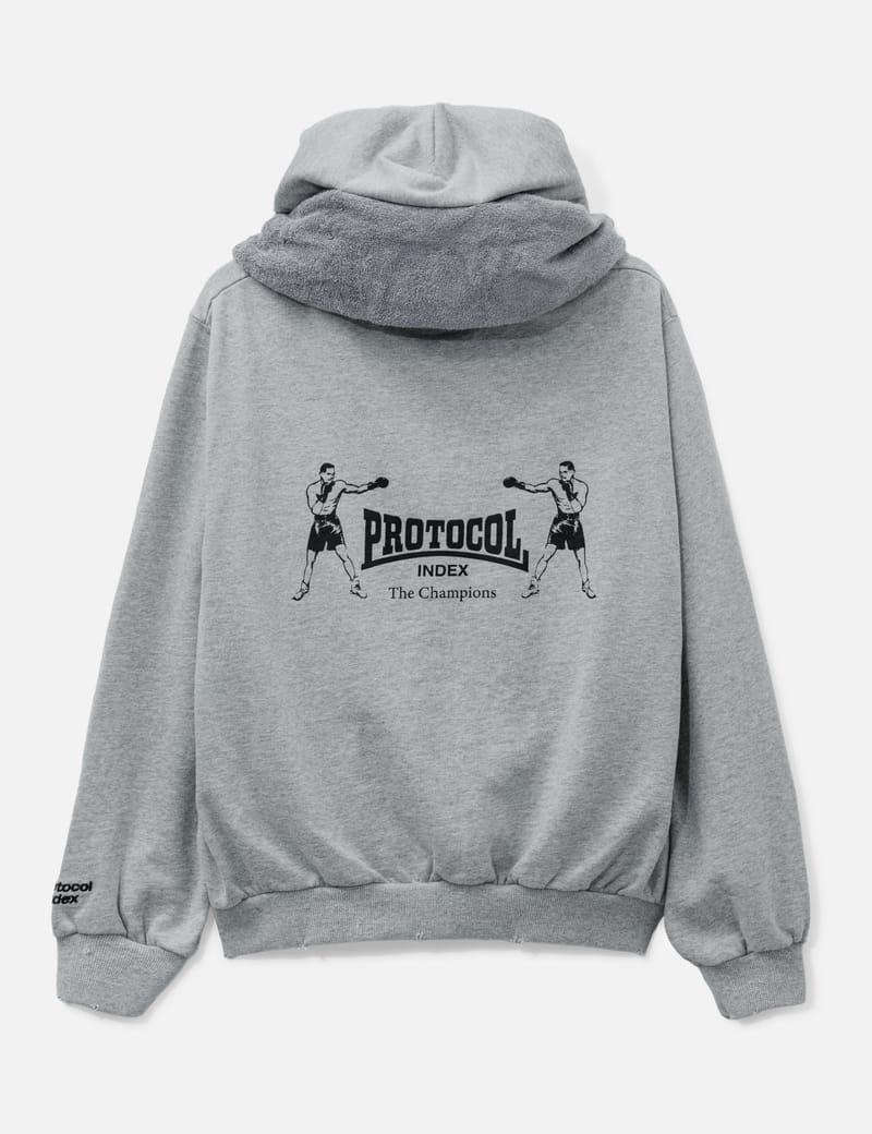 Protocol-Index Reconstructed Sweatshirts Zip Hoodie - Cotton zip