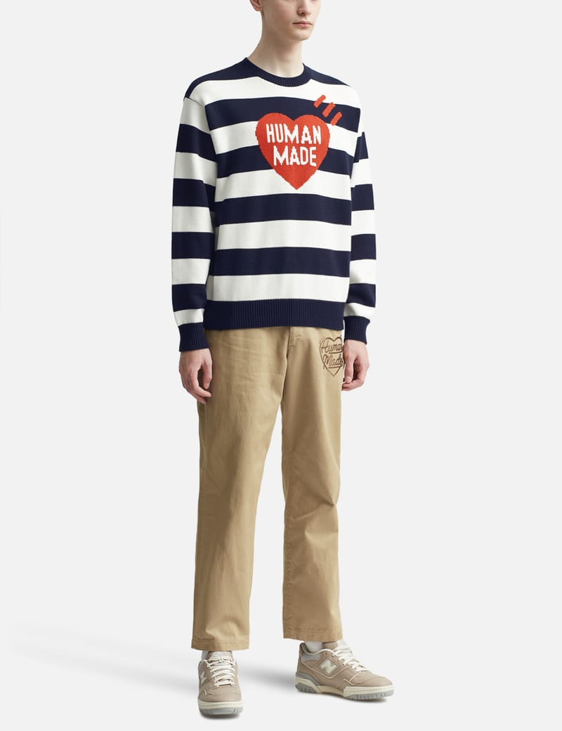 Human Made Striped Heart Knit Sweater In Blue | ModeSens