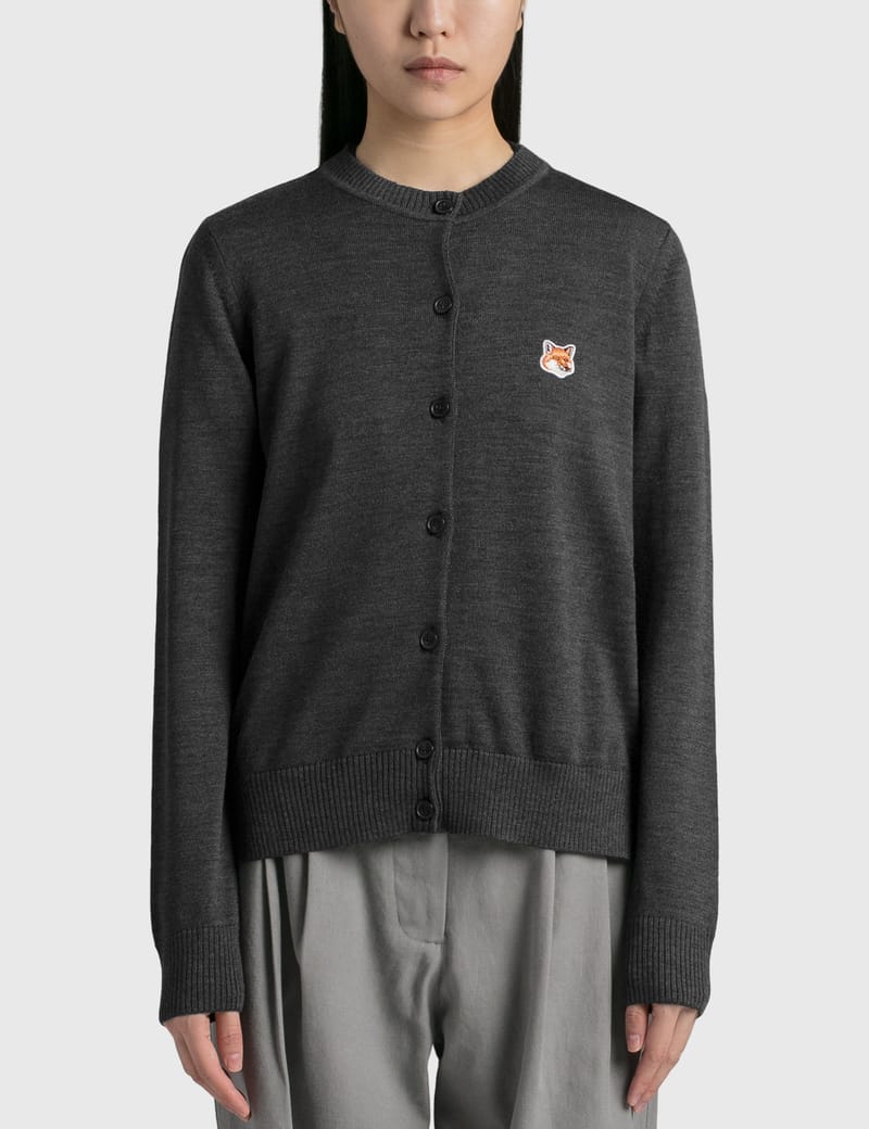 Maison Kitsuné - Fox Head Patch Adjusted R-Neck Cardigan | HBX