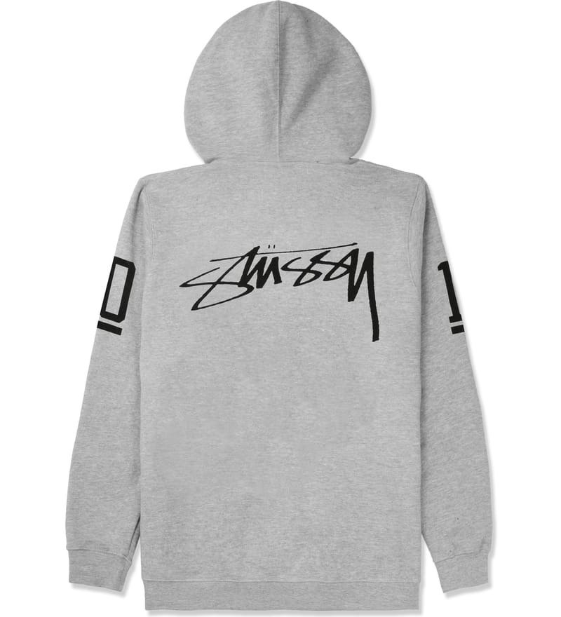 Stüssy - Heather Grey SS Old Skool Hoodie | HBX