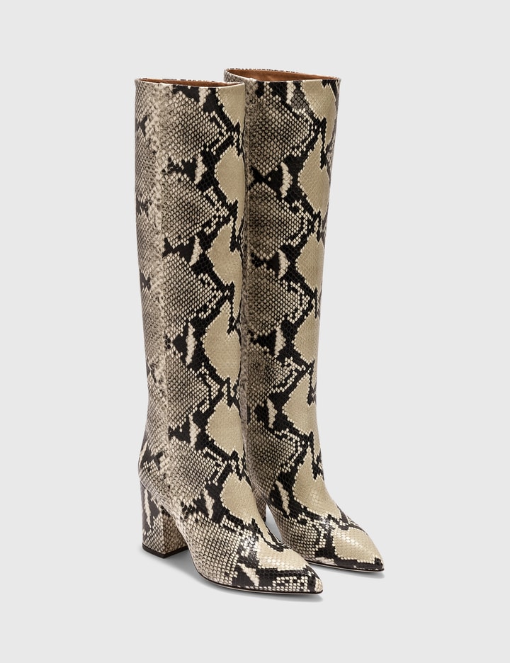 Paris Texas - Python Printed Leather Block Heel Boot | HBX
