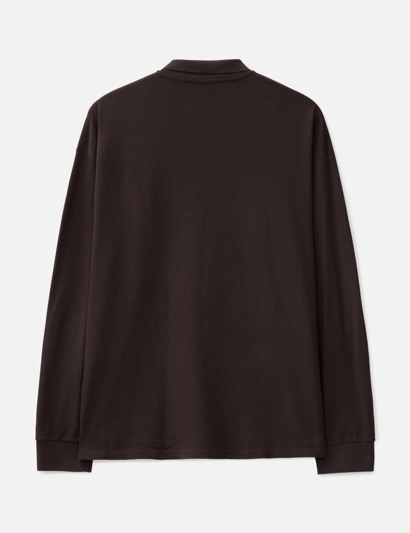 MIU MIU Long Sleeve Polo - Brown cotton polo with light front