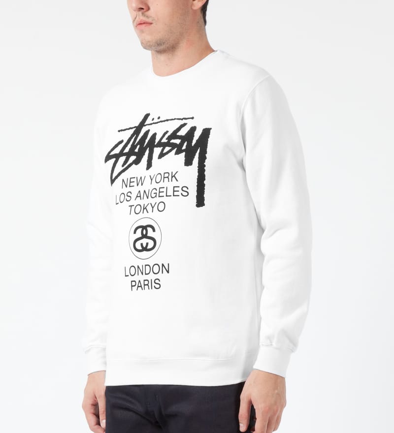 White best sale stussy crewneck